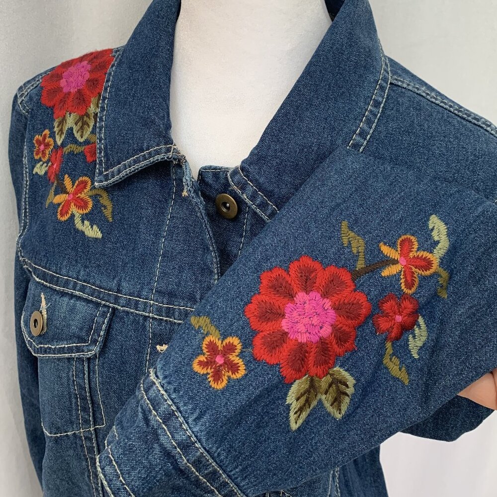 LIFE STYLE Embroidered Denim Cotton Jacket